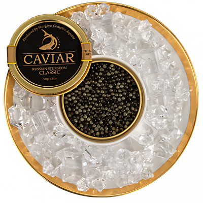 Russian sturgeon black caviar Aquatir 100 g in a glass jar vacuum