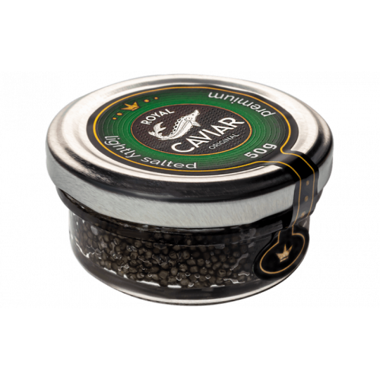 Зерниста осетрова ікра стерляді 50 гр - чорна вибійна ікра Royal Caviar Premium